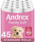 Andrex Family Soft Toilet Tissue 45 Rolls (Previously Andrex Gentle Clean) Gentle on your Family’s skin– Bulk Pack of 45 Toilet Rolls, FSC Certified