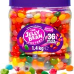 The Jelly Bean Factory, Jelly Beans Gift 1.4 KG Tub, Bulk Gluten Free Sweets - 36 Natural, Huge Flavour Fruit Jellies, Chewy, Retro American Sweets for Kids, Adults - Gourmet Pick and Mix Jellybeans